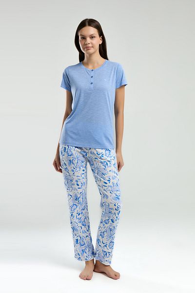 The Clover Costum de pijama de damă cu mânecă scurtă cu rever TH.3.CL.RN.44.TT