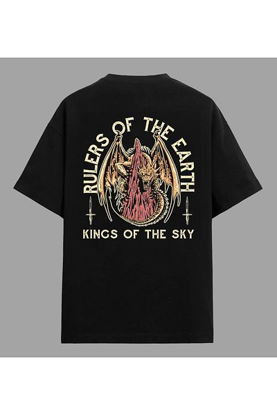 Edizen Tricou King Dragon Premium Unisex Oversize 100% Bumbac Negru