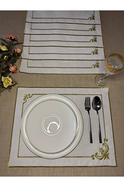 Smiling Home Золотий колір Модель «Доля» 6 штук Лляна сервіровка / Супла