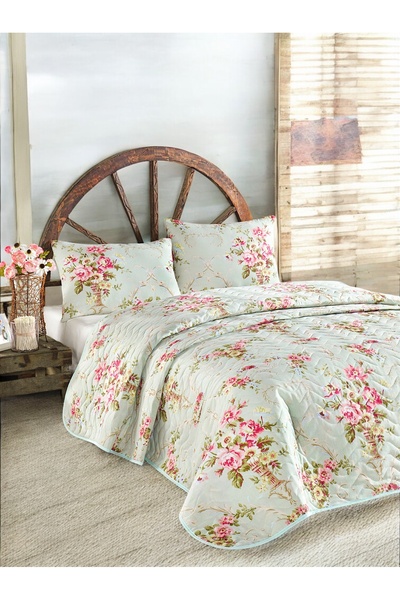 Genel Markalar Kapitone Yatak Örtüsü Seti Çift Kişilik Lunara Mint