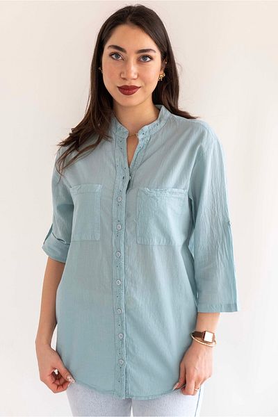 citycenterfashion Women's Large Size Blouse Shirt 100% Cotton Organic Cty-Akc-755