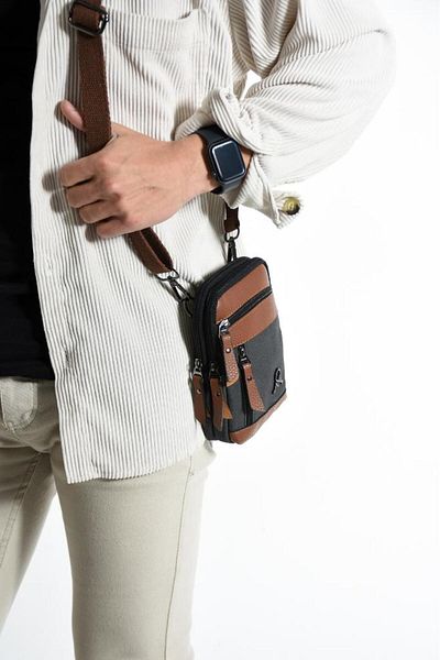 Baginn Мъжка чанта за телефон през рамо от плат, платнена, 20*12 см, мега чанта