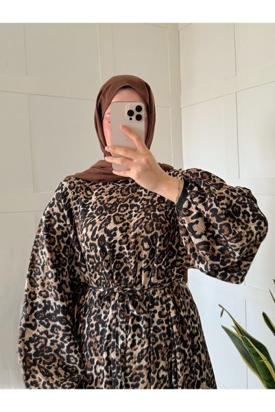 Moda Lippa Amora Leopar Desenli Elbise