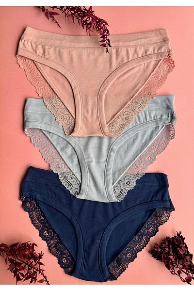 Elosia Softlace – 3-Pack of Stylish and Comfortable Modal Fabric Women's Panties, Soft Lace Elegance