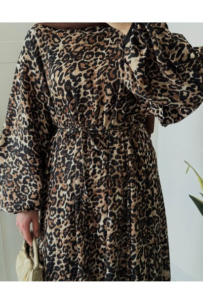 Moda Lippa Amora Leopar Desenli Elbise