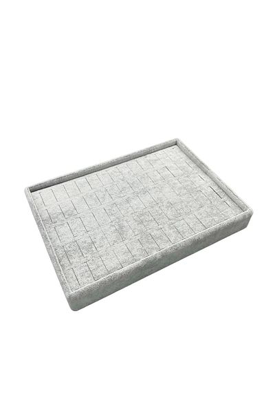 MeGass Dekor Domestic Production Small Size Suede Fabric Gray Color 24/17,5 Cm Submerged Ring Earring Table