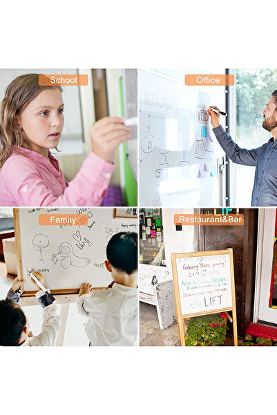 Tutunabilir Kağıt 6 Adet Beyaz Akıllı Tahta Kalemi Silgili Mıknatıslı Siyah Renk Yaz Sil
