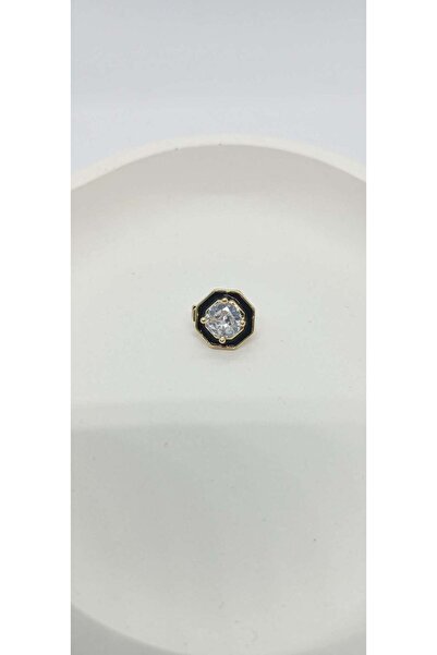 ndjewelry Geometrik Desen Siyah Taban Taşlı Minik Charm