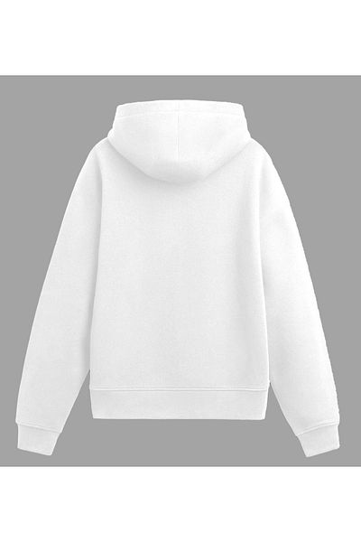 Edizen Deathcore Lettering Hoodie Unisex Oversize 100% Cotton White Hooded Sweatshirt