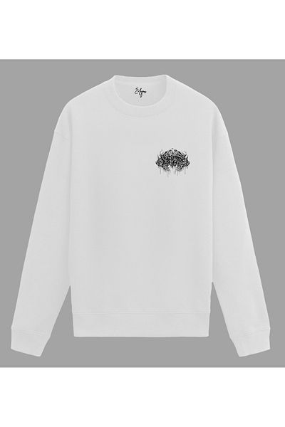 Edizen Φούτερ Deathcore Lettering Premium Unisex Oversize 100% βαμβακερό λευκό