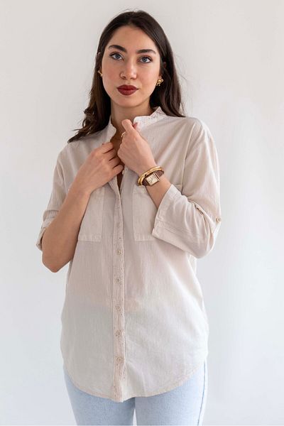 citycenterfashion Γυναικείο πουκάμισο μπλούζα μεγάλου μεγέθους 100% βαμβάκι Organic Cty-akc-755