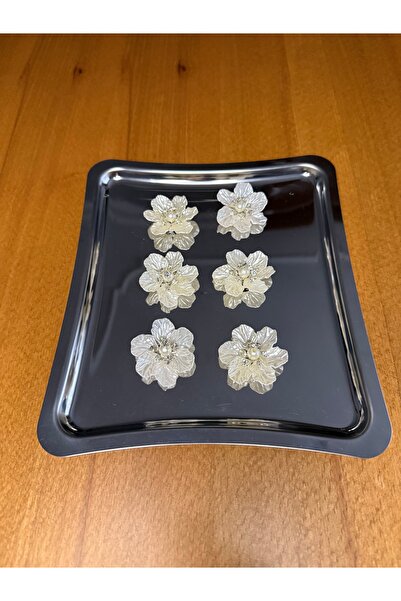 Smiling Home 6 Adet Şık Orkide Gümüş Taşlı Broş