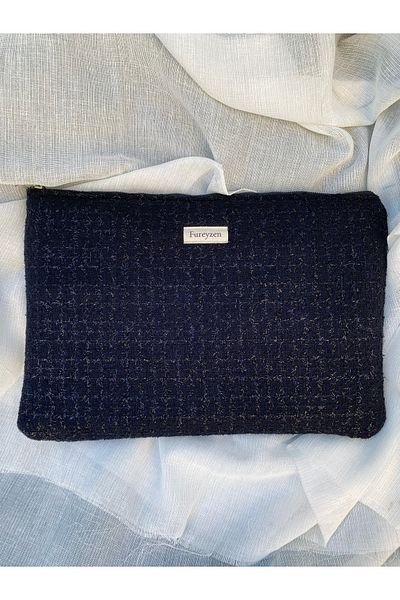 FUREYZEN Tweed Black Color Laptop Bag & Briefcase, Clutch, Handmade Bag 30X40 Cm, 1 Piece