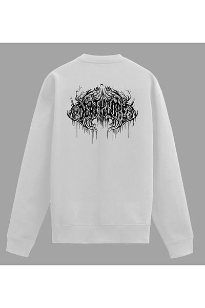 Edizen Φούτερ Deathcore Lettering Premium Unisex Oversize 100% βαμβακερό λευκό