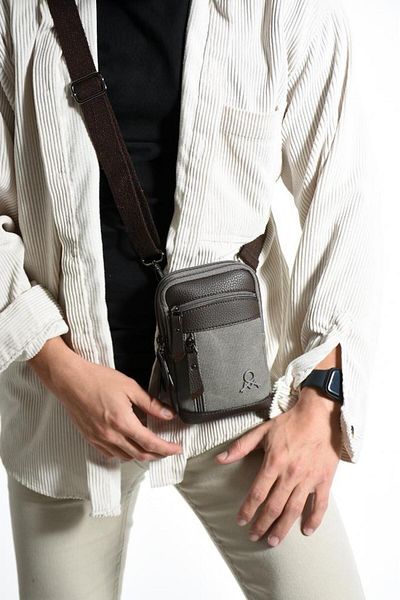 Baginn Ανδρική τσάντα τηλεφώνου από καμβά ύφασμα 20*12 εκ. Τσάντα ώμου με χιαστί λουράκι Mega Bag
