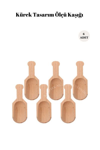 kamptek kamp teknolojisi Wooden Spice Measuring Spoon Set - 6 Pieces Kamptek Wooden Shovel Design