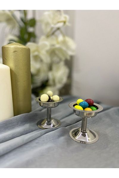 ÖZBURAK 6 Mini Turkish Delight Bowls, Steel Legs, Chocolate Bowl & Coffee Side, Diameter: 6 Length: 7 cm