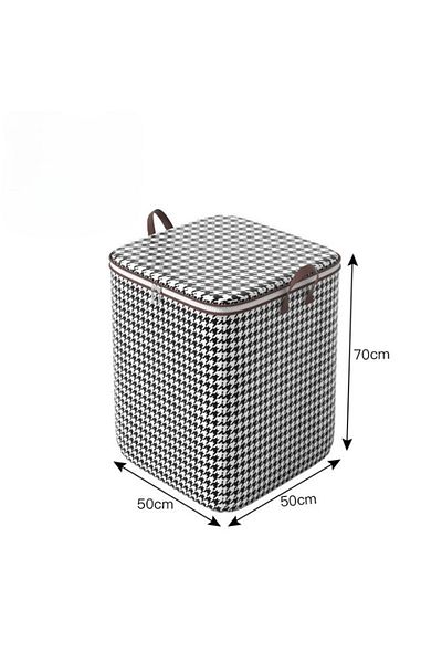 Flippy Storage Box With Zipper, Foldable, For Clothes, Bedding, 50x50x70 Cm, 180 L Black White Checkered