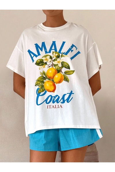 Jose Clothing Tricou imprimat cu mânecă scurtă cu croială supradimensionată