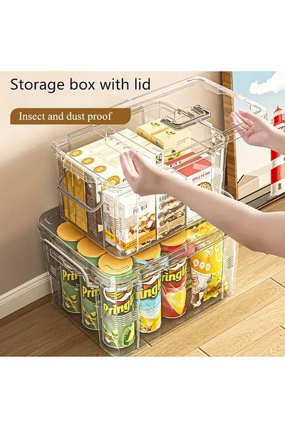 Flippy Suitcase Storage Box, For Food, Toys, Accessories Transparent-Gray, 31.5x23x19 Cm