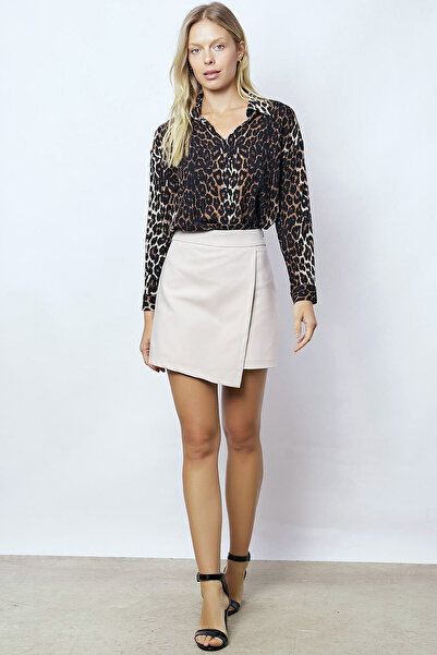 Ottawe Slim Fit Dar Kalıp Asimetrik Anvelop Kesim Yandan Fermuarlı Yüksek Bel...