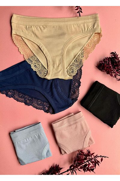 VicTroy Elosia – 5-Pack Stylish and Comfortable Modal Fabric Women's Panties, Soft Lace Elegance