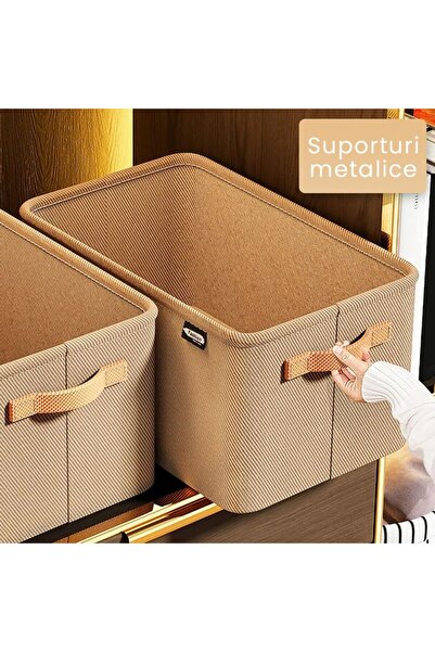 Flippy Storage Box for Clothes, Textile with Metal Frame, Side Handles, Rectangular Shape, 42 x 28 x