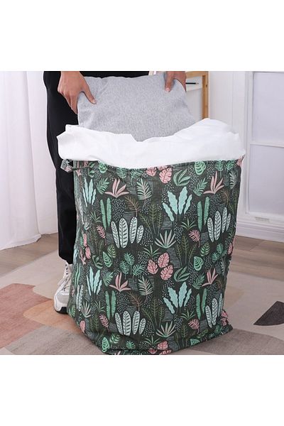 Flippy Cutie Depozitare Pliabila Flippy, Impermeabila, Snur, 100L, Manere, 50x50x40 cm, Frunze, Verde