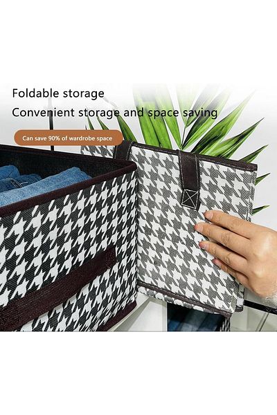 Flippy Storage Box, Flippy, For Underwear, Textile, 7 Compartments, 44x30x20 cm Black-White
