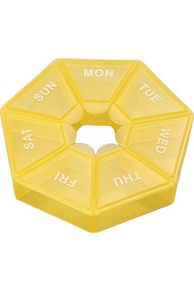 Flippy Medicine box with days of the week, Flippy, Plastic, 7 compartments, Yellow