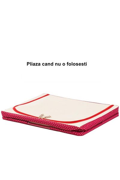 Flippy Foldable Storage Box, Flippy, with Zipper, 100 L, Textile, 60x42x40 cm, dotted print, Red