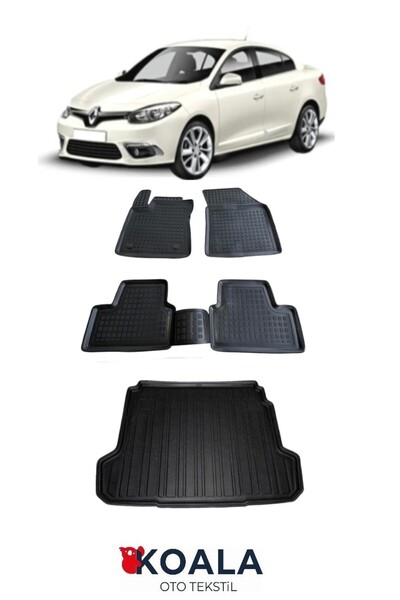 KoalaOtoTekstil Renault Fluence Sedan (2009-2019) 3d Havuzlu Paspas ve Bagaj ...