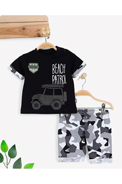 Egelite Baby Boy Camouflage Shorts Car Printed Summer Set 6-9-12-18-24 Months