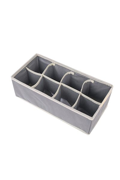 Flippy Storage Box for Clothes, Underwear, Textile, 8 Compartments, 32 X 16 X 10 Cm, Grey