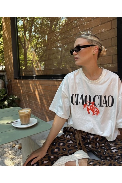 Jose Clothing تي شيرت مطبوع بأكمام قصيرة وقصة كبيرة الحجم