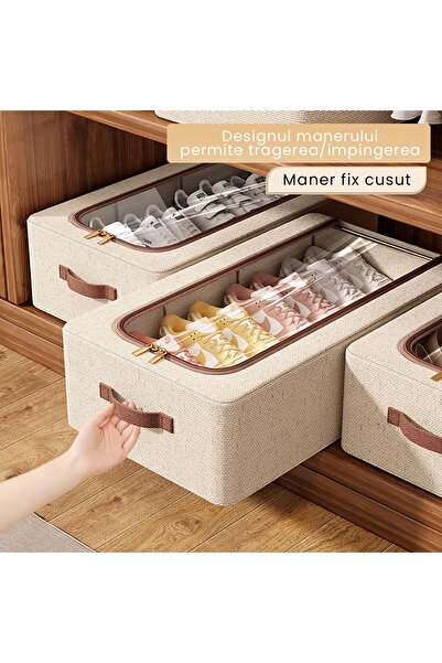 Flippy Storage Box with Metal Frame, Flippy, for Shoes, Clothes, Lingerie, High-Quality Zipper, Transparent