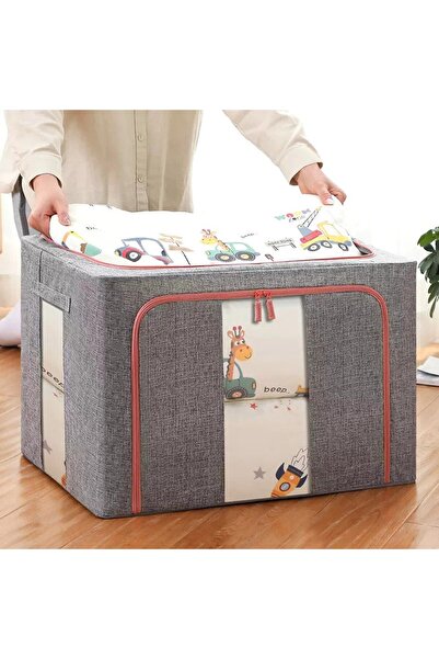 Flippy Foldable storage box Flippy, 100 L, textile, 60x42x40 cm, gray, 2 windows