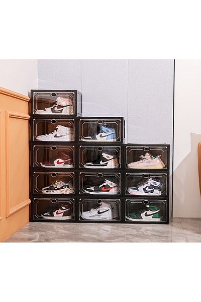 Flippy Flippy Shoe Organizer, 36x28x21 cm, Transparent Gray, PP+ABS, with Side Doors