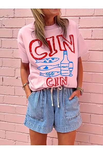 Jose Clothing تي شيرت مطبوع بأكمام قصيرة وقصة كبيرة الحجم