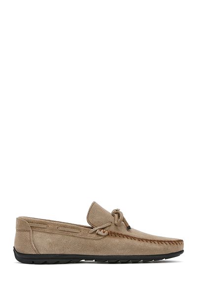 Derimod Men's Beige Suede Leather Casual Loafer 25Sfd 754310