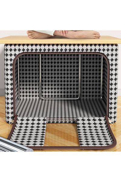 Flippy Flippy Foldable Storage Box, 100L, Zebra Design, Window, Metal Frame, 60x42x40 cm
