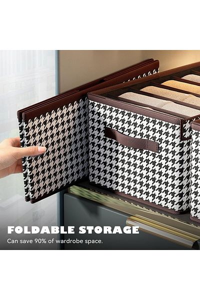 Flippy Storage Box, For Clothes, Underwear, Textiles, 9 Compartments, 44x30x20 Cm, Black and White