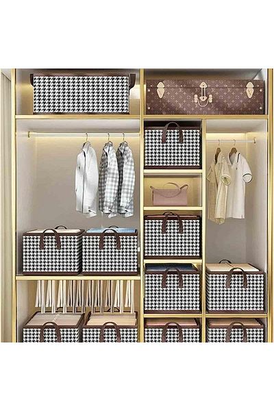 Flippy Storage Box for Clothes, Underwear and Socks, 44x30x20 cm, 6 Compartments, Black-White