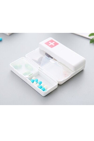 Flippy Medicine Storage Box, 7 Individually Sealed Compartments, Foldable, Portable, Flippy, White/Red