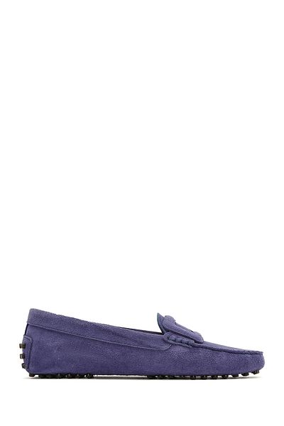 Derimod Women's Navy Blue Suede Leather Loafer 25Sfd 291010
