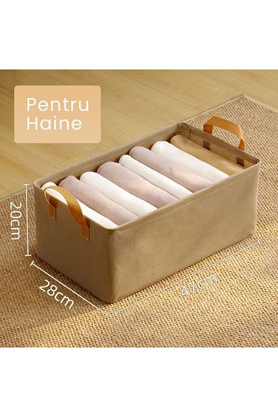 Flippy Textile Storage Box With Metal Frame, Side Handles, 47 X 28 X 20 Cm, Volume 26 L, Khaki