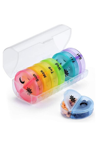 Flippy Cutie Depozitare Medicamente Flippy, 14 Compartimente, Detasabil, Multicolor, 17.5x11x9.5 cm