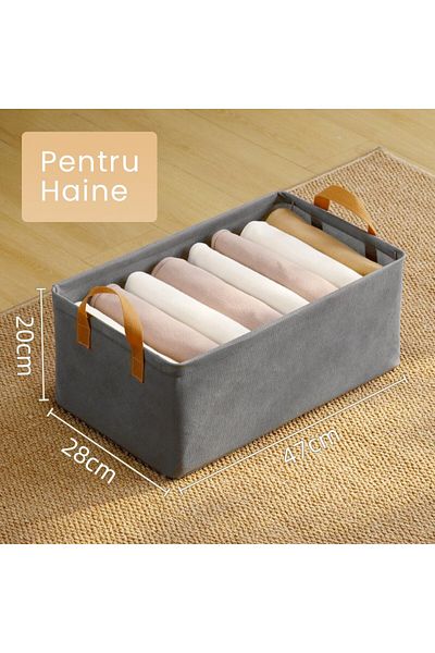 Flippy Textile Storage Box With Metal Frame, Side Handles, 47 X 28 X 20 Cm, Volume 26 L, Grey