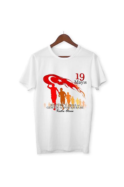 ALPŞAN TİCARET Tricou Ziua Tineretului și Sportului Tricou 19 mai Tricou alb unisex