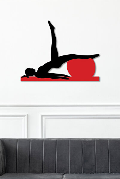 To Design Lab Pilates Temalı Kırmızı - Siyah Dekoratif Tablo